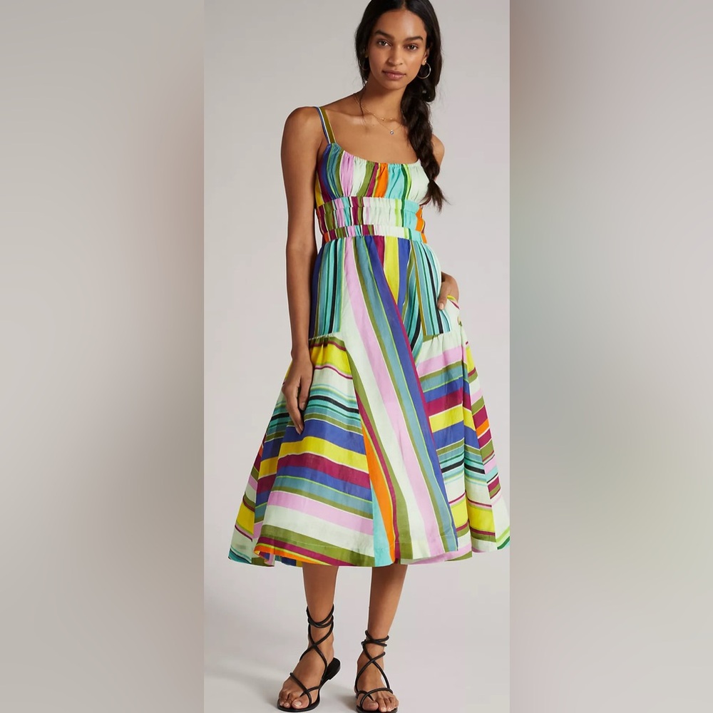 Anthropologie Hope for Flowers by Tracy Reese striped linen midi dress. XS - Picture 3 of 11
